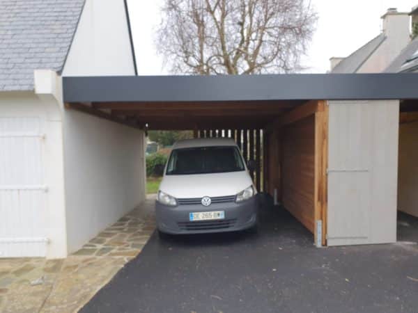 Carport 12 - Carport et abri en bois avec finition tôle acier laqué