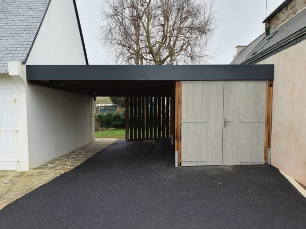 Carport 5 - Carport et abri en bois avec finition tôle acier laqué