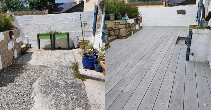 Avant/Après d’une terrasses au sol en Millboard ch…