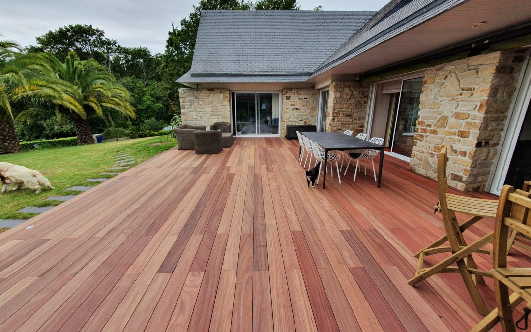 Réalisation d’une terrasse en Padouk avec fixation…